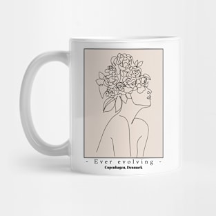 Ever evolving flower head face trendy line art design Mug